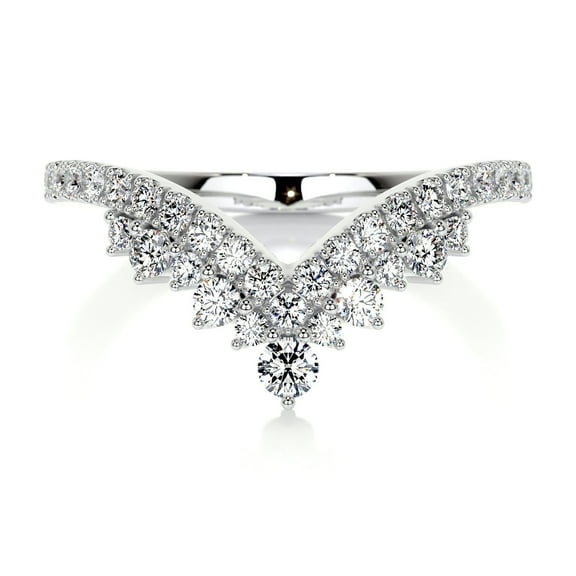 Blue Jewel Stunning 1.6 Ct Round Cut Chevron Bridal Ring - Lab-Created Simulated Diamond in 14K White Gold Plated - Ideal for Gifting, Proposals, and Special Occasions - Women's Engagement Ring