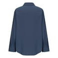 thumbnail image 5 of IROINNID Women Solid Color Long Sleeve Button Down Shirt Casual Loose Fit Blouse Top Womens Fashion Basic Comfortable Button Up Shirt Female Elegant Stylish Tunic Shirt(Navy#1,M), 5 of 7
