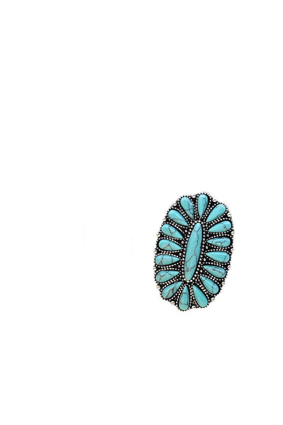 Womens Vintage Exaggerated Cocktail Ring Fashion Alloy Electroplated White Jade Turquoise and Orange Red Statement Ring Jewelry Gift for Her