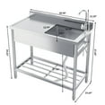 thumbnail image 2 of Stainless Steel Utility Sink, 39 Inch Single Bowl Free Standing Sink with Workbench, Faucet & Hot & Cold Water Plumbing for Laundry Room, Kitchen, Garage, Workshop, Outdoor Use, Heavy-Duty, 2 of 6
