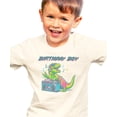 thumbnail image 2 of Birthday Boy Dinosaur Shirt for Kids TRendy DJ Dino Graphic Tee for Boys Natural Shirt Youth Medium, 2 of 5
