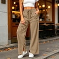 thumbnail image 2 of Levmjia Women Wide Leg Corduroy Pants High Waisted Drawstring Lounge Pants with Pockets Solid Color Casual Long Trousers, 2 of 7