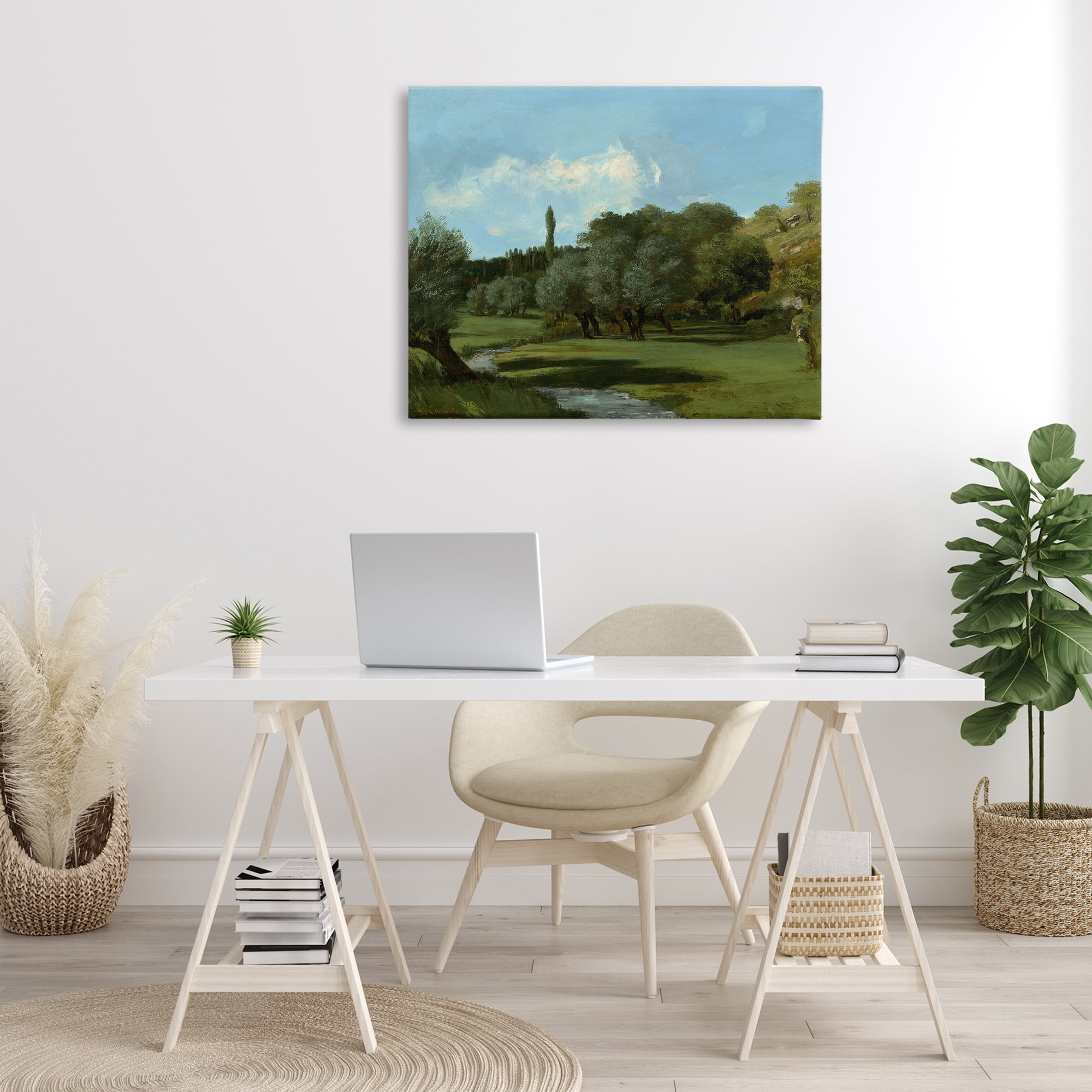 Stupell Industries Classical Green Field Landscape Landscape & Nature Painting Wrapped Canvas Art Print Wall Art, 40 x 30