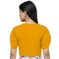 thumbnail image 4 of eloria Women's Casual Blouse Tops, Ruffle Puff Sleeve, Round-Neck Top Color: Yellow | Size: S, 4 of 6