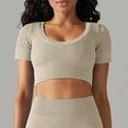 thumbnail image 2 of Timegard Crop Tops for Women Ribbed U Neck Short Sleeve Workout Yoga Tops Seamless Going out Tee Shirts, 2 of 6