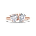 thumbnail image 2 of 1 3/4CT 6.5MM Heart Shape & 8X5MM Pear Cut Lab Created Moissanite Diamond Toi Et Moi 2-Stone Engagement Wedding Ring For Women In 14K Rose Gold Over Sterling Silver(G-H /VVS1, 1.75 Cttw)-, 2 of 7