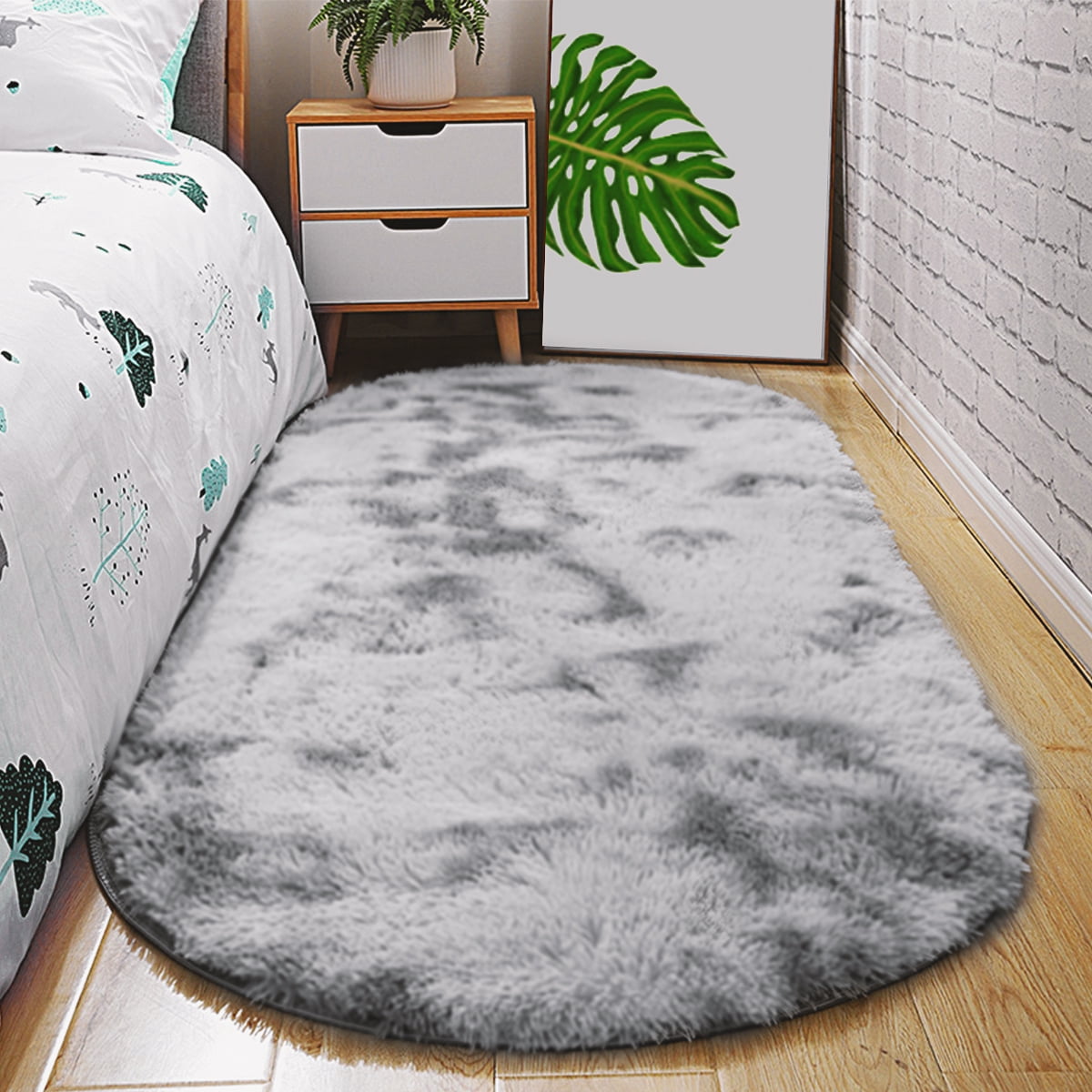 31.5''x78.7''/63''x90.5'' Ultra Soft Fluffy Oval Area Rugs Shaggy