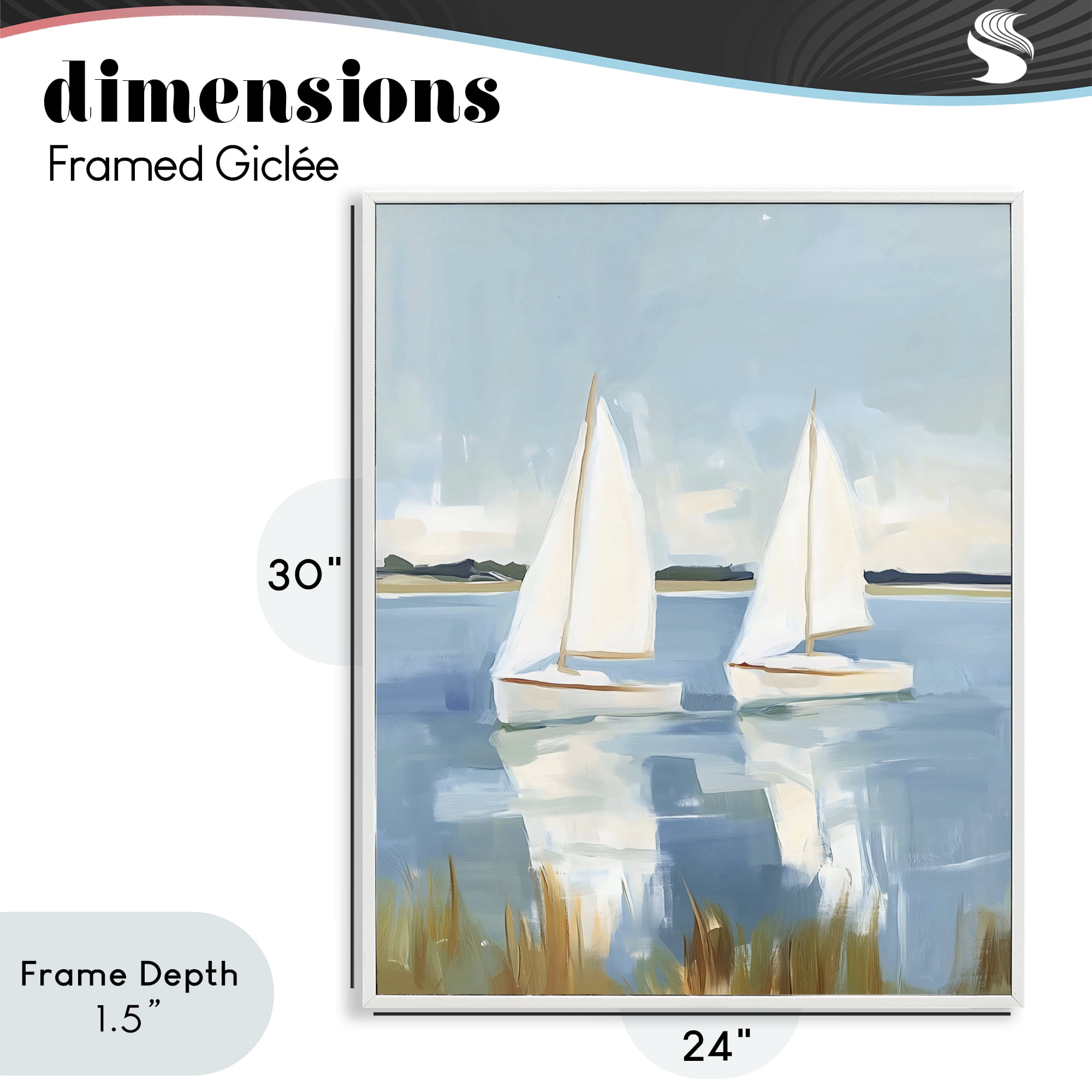 Stupell Industries Twin Sailboats By Shore White Framed Giclee Art, design by The Prints Vibe