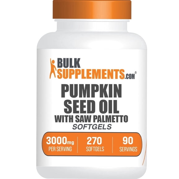 BulkSupplements Pumpkin Seed Oil with Saw Palmetto Softgels - Hair Growth Supplement, Herbal Supplement, 3 Softgels per Serving (3000mg), 270 Count