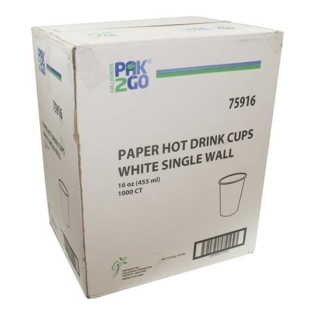 Pack N Eat Gobelet en Papier Blanc à Paroi Simple 16 oz, 1000 Unités