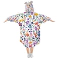 thumbnail image 2 of FORMRS Wearable Blanket Hoodie with Sleeves for Kids Cozy Flannel Sweatshirt, Purple Wildflower Pattern, 2 of 7