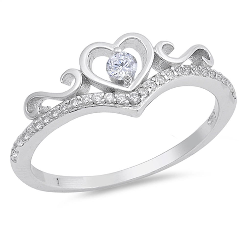 White CZ 925 Sterling Silver HEART Ring SZ 8 White CZ 925 Sterling Silver HEART Ring SZ 8