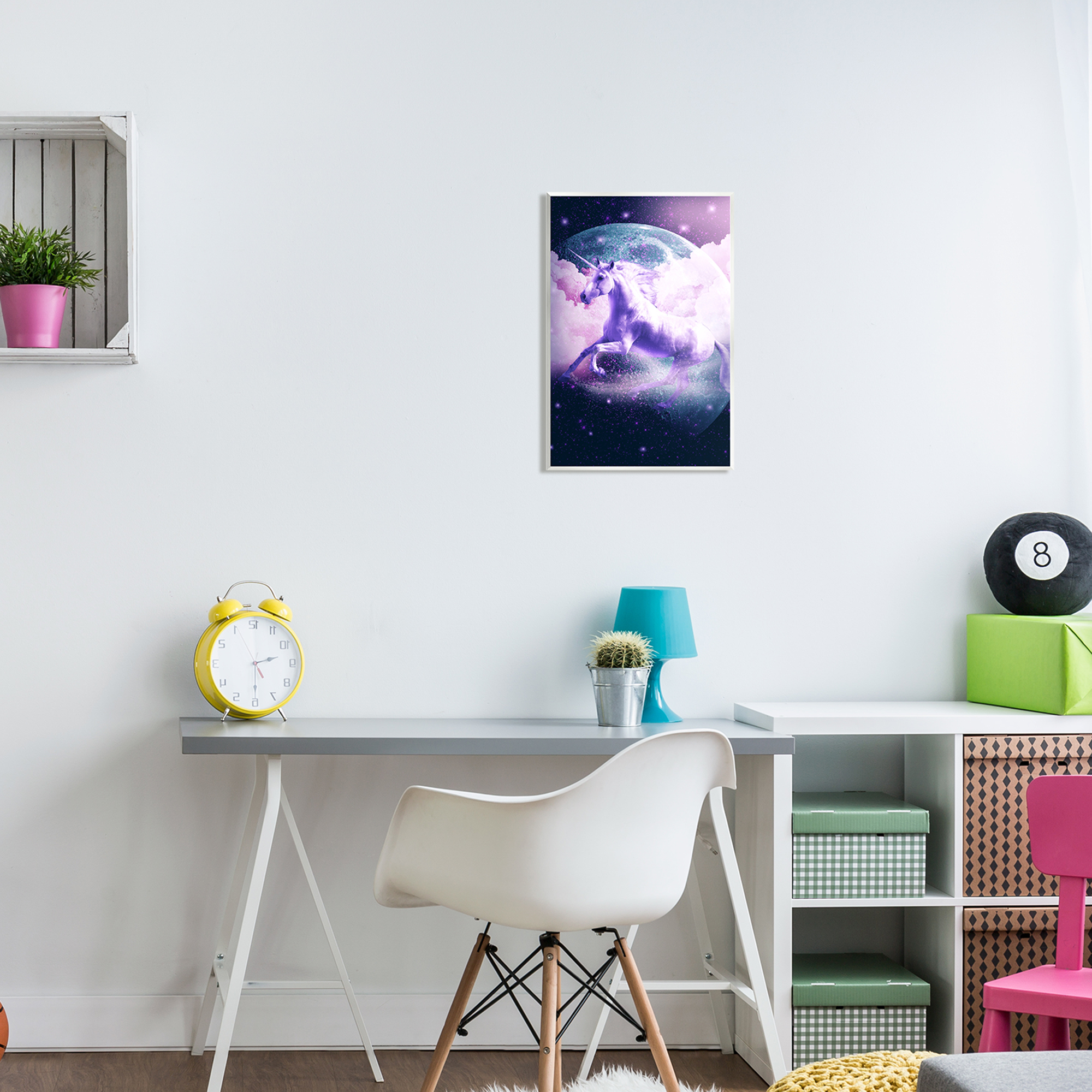 Stupell Industries Unicorn in Outer Space Fairy Tales & Fantasy Painting Unframed Art Print Wall Art, 13 x 19