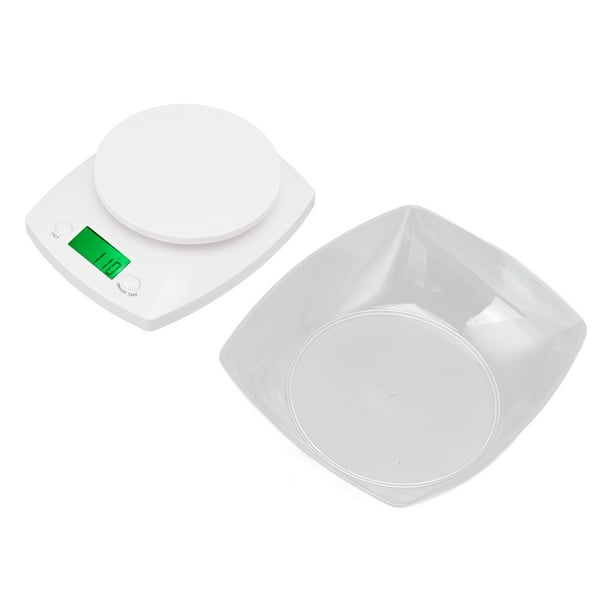 Báscula de cocina digital de 5 kg, unidad de medida: G OZ LB, con recipiente para medir el peso de los alimentos.
