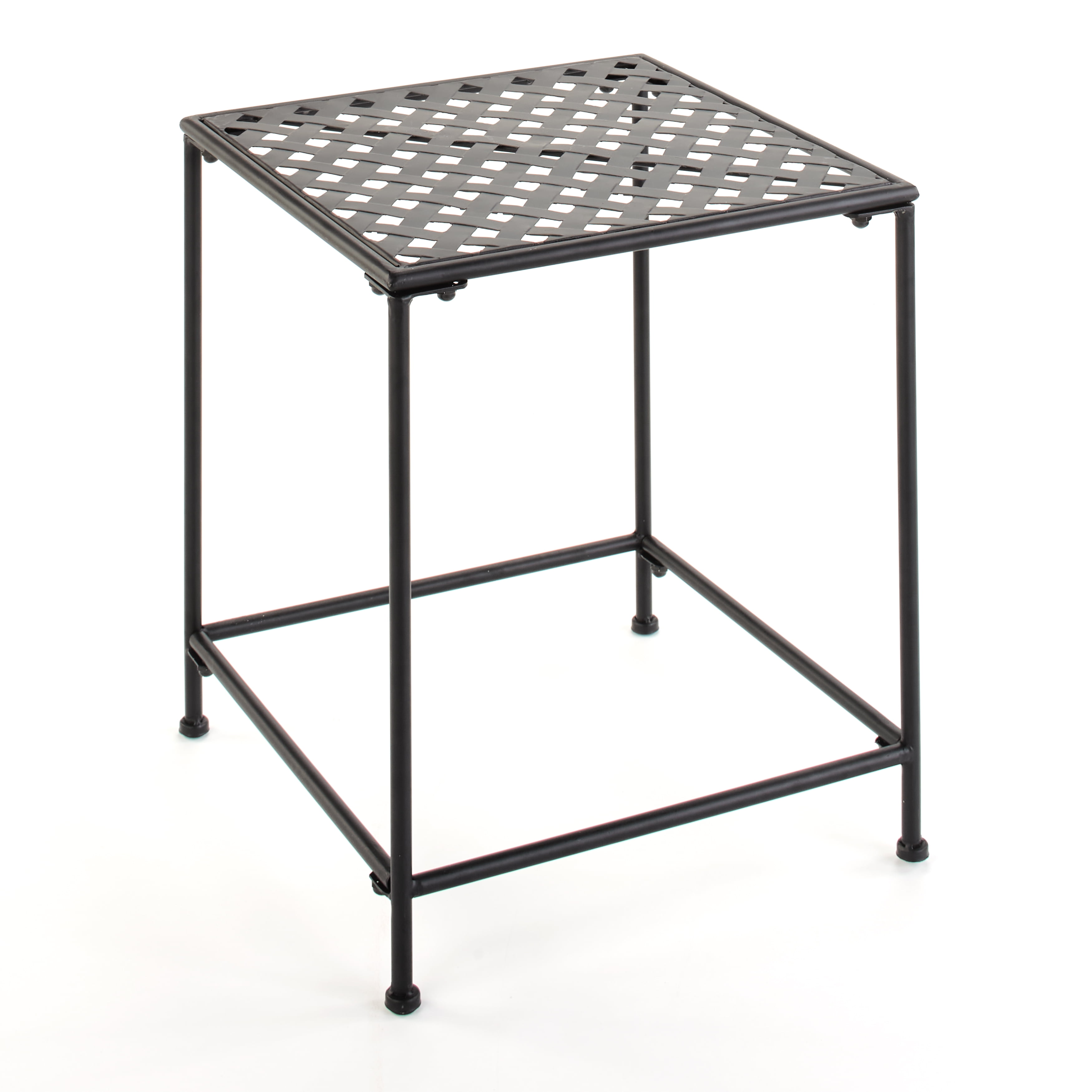 Metal Scrolled Table Outdoor Side Table with Hole Design Black