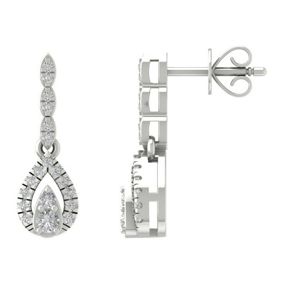 Araiya 10K White Gold Diamond Drop and Dangle Earrings for Women (1/4 cttw, I-J Color, I2-I3 Clarity)