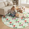 thumbnail image 2 of Round Area Rugs 5Ft, Candy Fruits Non-Slip Washable Circle Rugs Carpet, Vibrant Summer Rustic Bows Green Stripes Indoor Outdoor Rug Floor Mats Throw Runner for Bedroom Living Room Bathroom, 2 of 8
