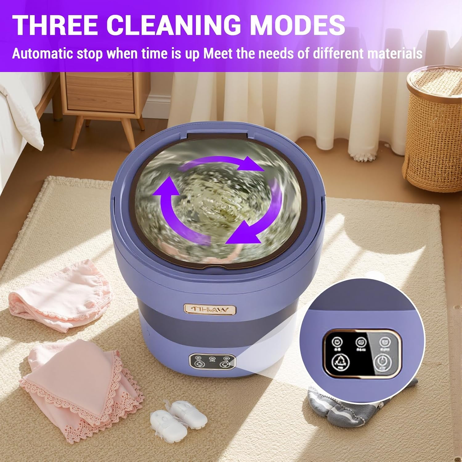 Portable Washing Machine,12L Upgraded Mini Washing Machine for Underwear, Baby Clothes Socks and Small Items,Foldable Washer Cleaning for Apartments, Dorm,RV