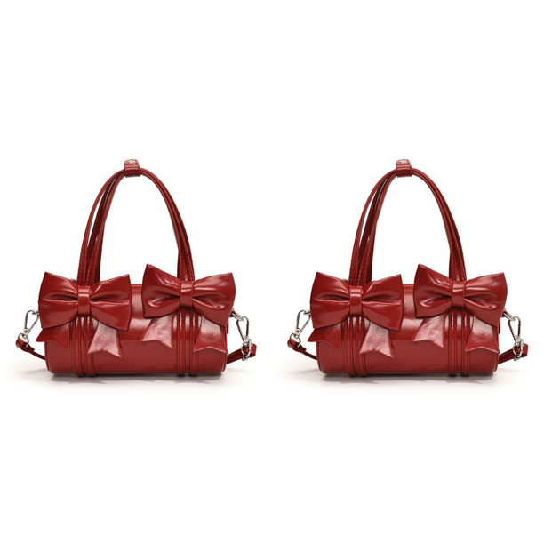 Bolso Hombro Lindo para Mujer Con Cierre Y Lazo Axila Femenino (S) Rojo