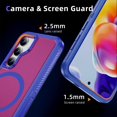 thumbnail image 7 of for Samsung Galaxy S25+ Case,[Built-in Invisible Kickstand],Compatible with MagSafe,Military-Grade Drop Protection Double Layer Shockproof Slim Translucent Matte Phone Case,Blue+Rose, 7 of 7