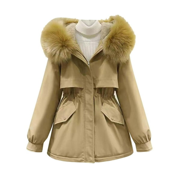 Patlollav Womens Coats Winter Plush And Thick Insulation Work Attire Overcoming Cotton Jacket