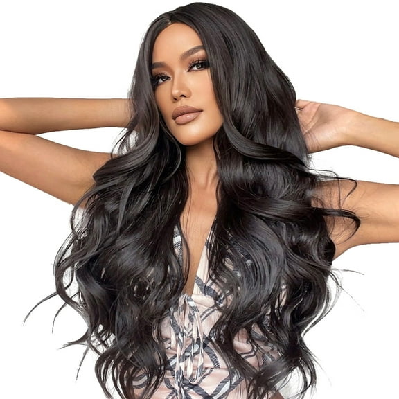 DOPI 14 Inch Ombre Brown Short Curly Synthetic Wigs For Women Natural Wave Wigs With Bangs