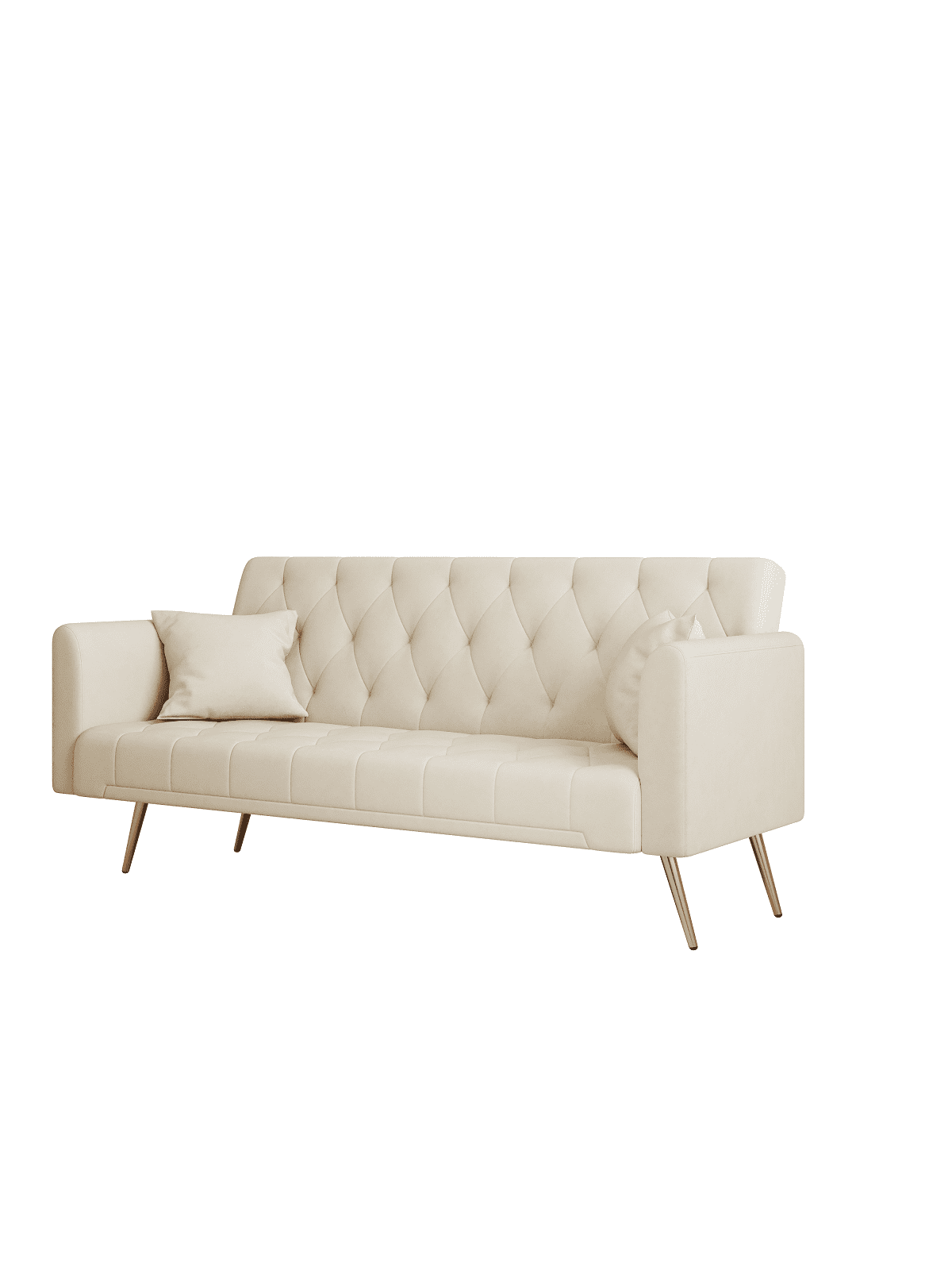 71" Convertible Loveseat Sofa, American Retro Beige Velvet, Ideal for Small Living Rooms, Bedrooms and Offices