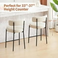 thumbnail image 6 of SSyao 24'' Bar Stools, Modern Counter Height Bar Stools with Curved Back and Black Metal Frame, Upholstered Kitchen Stools, Barstools for Kitchen Island, Bar, Dining Room.-Set of 3-White, 6 of 10