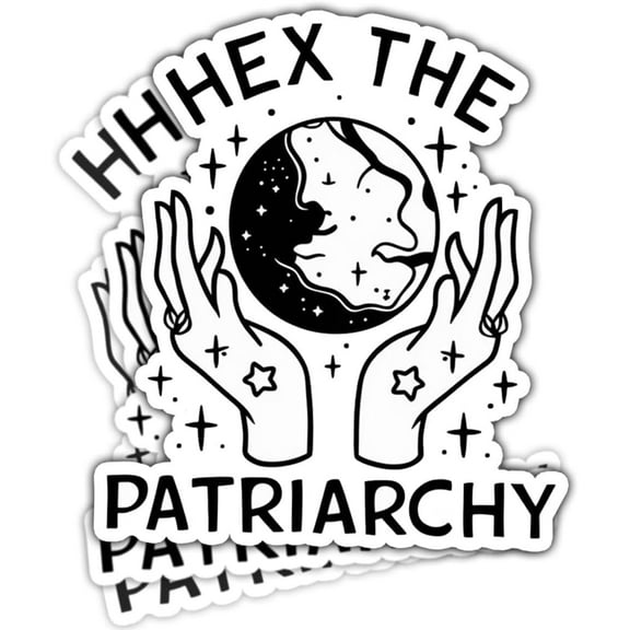 (3pcs) Hex The Patriarchy Waterproof Glossy Sticker, Feminist, Witchy, Occult, Halloween, Moon Sticker Gift for Laptop, Water Bottle, Phone, Window, Helmet Decal