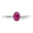 thumbnail image 4 of 10K White Gold Ring Band with Stones (07) July Ruby Oval Red Diamond Round, Size 5, 4 of 5