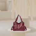 thumbnail image 1 of Bolso de mano Salvador de Cuero PU Rojo oscuro para mujer con asa cómoda, 1 of 10