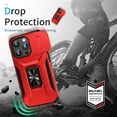 thumbnail image 5 of ELEHOLD for iPhone 14 Heavy Duty Case Shockproof Anti-Scratch with Built-in Magnetic Rotation Ring Holder Stand Case,Rugged Non-Slip Slide Lens Protector Hard Case Cover, red, 5 of 8