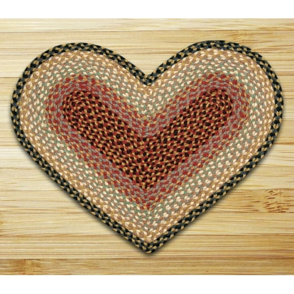 C-57 Burgundy-Gray-Cream Heart Braided Rug 20x30