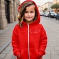 thumbnail image 2 of Byoo Smile Letter Print Hoodie for Toddler Girls Long Sleeve Kangaroo Pocket Zip Up Hooded Jacket Comfort Sweatshirt for Kids, 2 of 4