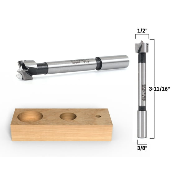 Yonico 1/2" Diameter Steel Forstner Drill Bit - 3/8" Shank - 43007S