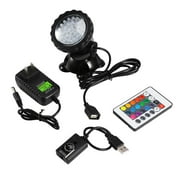 Underwater Submersible LED Light, Estink Waterproof Diving Remote Control 36 LEDs Color Changing Spot Light for Fountain Fish Tank Swimming Pool Garden(RGB 7 Colors Changing)