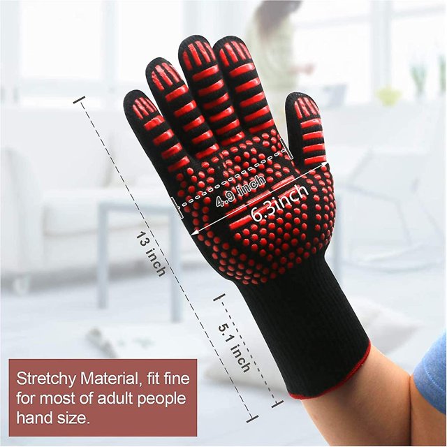 Guantes para barbacoa Guantes para horno, Guantes resistentes al calor extremo - Juego de guantes para horno para barbacoa, parrilla, horneado, cocina, soldadura (2 piezas) ShuxiuWang 8390605827433