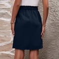 thumbnail image 4 of Women's Tie Waist Casual Skirt with Pockets, Ruffle Elastic Waist Solid A-Line Midi Skirt, Summer Casual Work Daily Skirt for Women 04-Navy M, 4 of 5