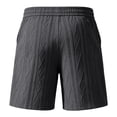thumbnail image 4 of longantii Mens Waffle Corduroy Shorts Elastic Waist Drawstring Casual Texture Lightweight Short Summer Beach Pants with Pockets Dark Gray XXXL, 4 of 5