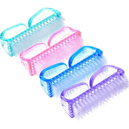 

4 Pieces Handle Nail Brush Nail Hand Scrubbing Cleaning Brush (Large Multicolor)