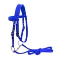 thumbnail image 1 of Brida de nailon para caballo, rienda para caballo, cabezada, filete extraíble, cabestro engrosado Azul m, 1 of 9