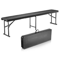 KFFKFF Portable Bench, 6 Feet, Foldable, HDPE, Water-Resistant, Outdoor Seating, Ideal for Picnics, Camping, Garden, Soccer Events, Black, Includes Carry Handle (Single Unit)