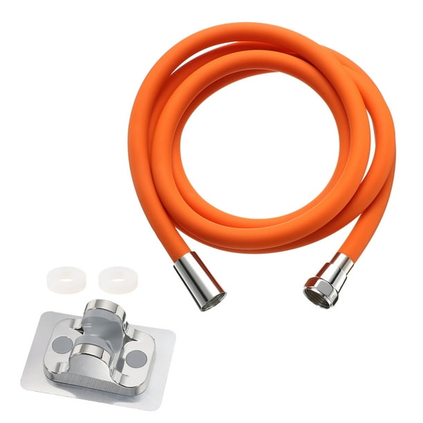 Manguera de Ducha de Silicona, Manguera de Ducha de 79" Reemplazo con Soporte para Cabezal de Ducha para Baño, Limpieza de Mascotas (Naranja)