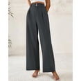 thumbnail image 3 of BTFBM Women Wide Leg Dress Pants High Waisted Button Pleated Business Casual Trousers Office Work Palazzo Pants, 3 of 9