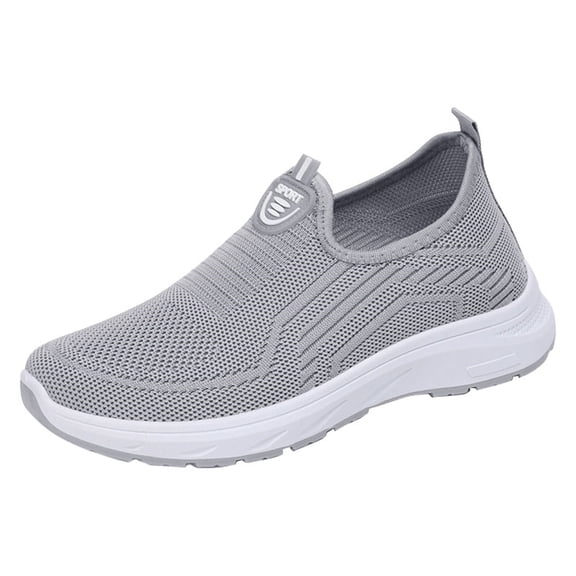 AUDeals Women’s Slip On Low Heel Sneakers Breathable Casual Walking Running Gym Tennis Workout Shoes Arch Support (Grey, 6)