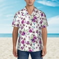thumbnail image 2 of Pofeuu Violets Flowers Print Hawaiian Shirt for Men Sleeves Casual Button Down Summer Beach Dress Shirts T-Shirts,3X-Large, 2 of 7
