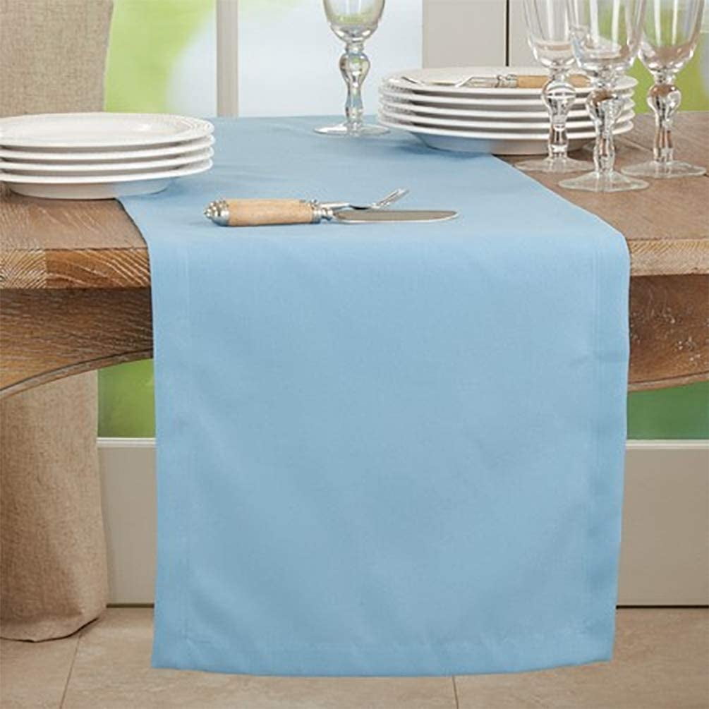 Fennco Styles Classic Everyday Design Solid Color Table Runner 16 x 120 Inch - Aqua Table Cover for Home Décor, Banquets, Family Gathering and Special Occasion