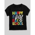 thumbnail image 3 of [Vibrant Boys' Tee] Vibrant 100% Cotton Boys' Graphic T-Shirt | Happy First Day of School Back-to-School Design with Pencils, Books & Stars - Soft Round Neck Short Sleeve Tee - Summer Casual Comf, 3 of 7