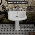 thumbnail image 4 of Los Flexi 23"W x 19"D Rectangular White Pedestal Sink with Overflow and 3 Holes for 4-Inch Faucets, Easy Install, 4 of 14