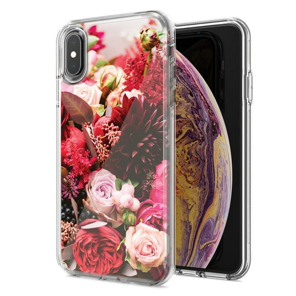 MUNDAZE For Apple Iphone X Xs Colorful Flowers Design Double Layer Phone Case Cover